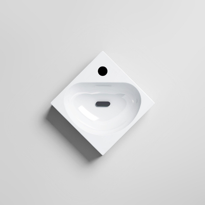 Clou Flush Lavabo d'angle 27x27x10cm avec trou de robinet Céramique Blanc