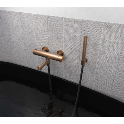 IVY Bond Robinet de baignoire thermostatique mural - bec de baignoire rotatif - inverseur - Cooltouch - Chrome noir PVD