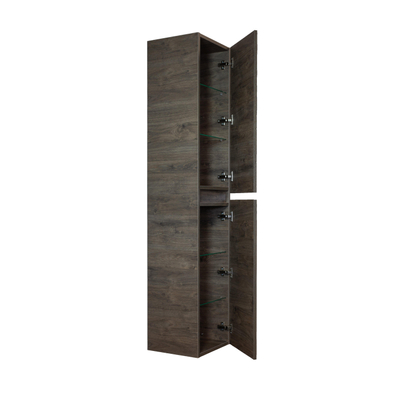H&R Badmeubelen Hoge Kast - 35x35x170cm - 2 deuren - linksdraaiend - greeploos - espresso