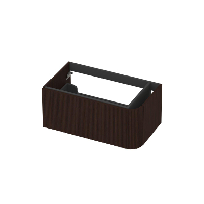 INK Concept R Meuble sous-lavabo - 80x45x35cm - 1 tiroir - poignées en applique - fraisées - angle arrondi à droite - MDF - dark veneer