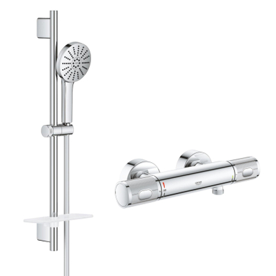 GROHE Precision Feel Doucheset - thermostatische douchekraan - 28.3cm - Vitalio Joy glijstangset - 60cm - ronde handdouche - 3 straalsoorten - chroom