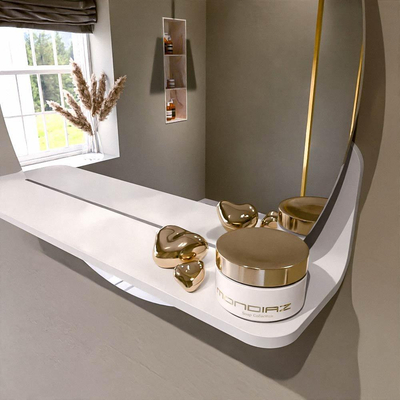 Mondiaz SPOT Miroir de salle de bains - rond 50cm - tablette miroir - couleur Talc