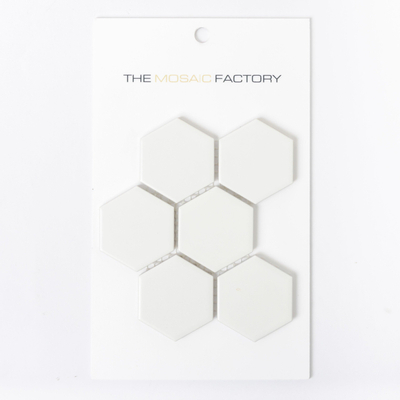 ÉCHANTILLON The Mosaic Factory Barcelona Carrelage mosaïque - 5.1x5.9x0.6cm - pour mur et sol pour intérieur et extérieur hexagonal - céramique - blanc
