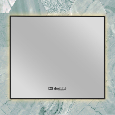 Eurom Sani 600 Mirror spiegel – 100x70 cm – indirecte LED rondom – infraroodverwarming 600 W – Zwart mat