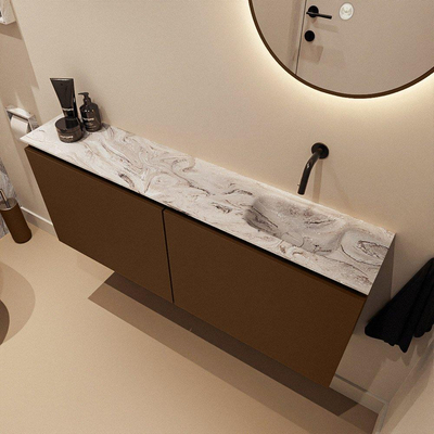 MONDIAZ TURE-DLUX 120cm toiletmeubel Rust. EDEN wastafel Glace positie rechts. Zonder kraangat.
