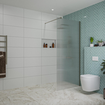 FugaFlow Eccelente Vetro Douche à l'italienne - 90x200cm - verre nervuré - Gunmetal brossé