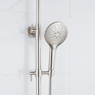 Fortifura Calvi Colonne de douche thermostatique - pomme de douche 25cm - flexible en métal - douchette ronde - inox brossé PVD