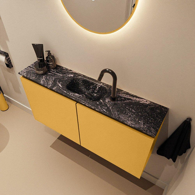 MONDIAZ TURE-DLUX 100cm toiletmeubel Ocher. EDEN wastafel Lava positie midden. Met 1 kraangat.
