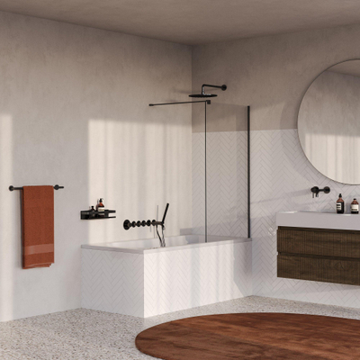 BRAUER Oblivion Paroi de baignoire - 80x140 - verre clair - incl. traitement anticalcaire - gunmetal brossé PVD