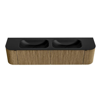 Mondiaz KURVE Ensemble de meubles de salle de bains - 190x46x40cm - 2 tiroirs - 2 portes - vasque solid surface - double - sans trou de robinet - Dusk