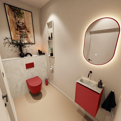 MONDIAZ TURE-DLUX 40cm toiletmeubel Fire. EDEN wastafel Ostra positie links. Zonder kraangat.