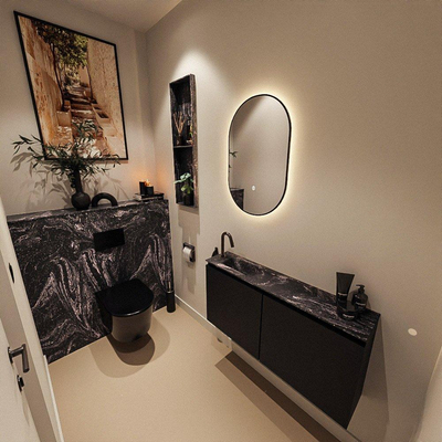MONDIAZ TURE-DLUX Meuble de toilettes 100cm Urban. EDEN lavabo Lava position gauche. Avec 1 trou de robinet.