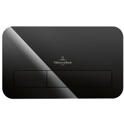 Villeroy & Boch Viconnect 2 knops bedieningsplaat - glas - Glass Black (glans zwart)