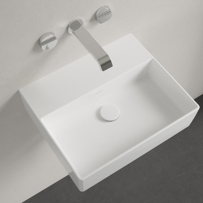 Villeroy & Boch memento 2.0 wastafel - voor handdoekhouders - 50x42cm - zonder overloop - zonder kraangat - White Alpine (glans wit)