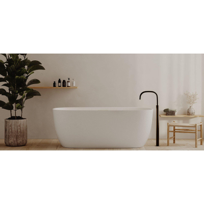 Ideavit Archtec Baignoire îlot - 170x80x63cm - texture rocheuse - trop-plein - pieds réglables - blanc