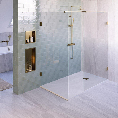 BRAUER Asteroid Receveur de douche 100x180 incl. antidérapant et antibactérien marbre minéral blanc mat
