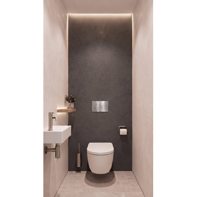 QeramiQ Luma Douche WC Set - Geberit UP320 inbouwreservoir - met Burda frame - fohn - ladydouche - RVS bedieningsplaat - ronde knoppen - glans wit