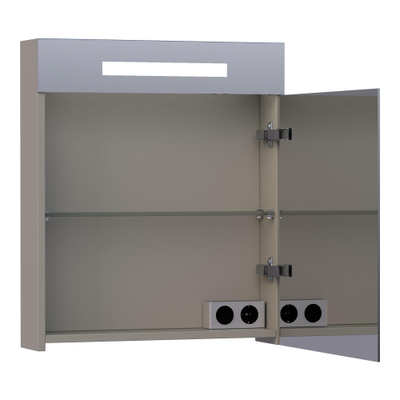 BRAUER Promise Deluxe spiegelkast – 59x70x15 cm – directe LED – rechtsdraaiende – Taupe mat