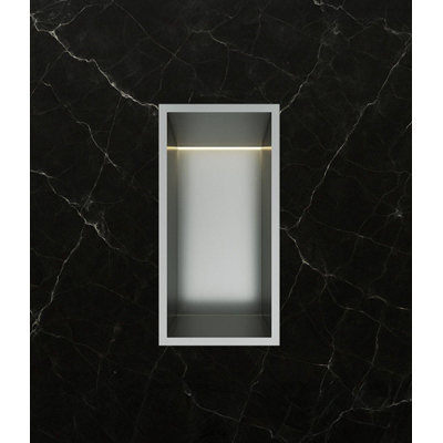 Hotbath &MORE Boîte d''encastrement ou niche murale encastrée - 30x15x10 - avec LED IP44 - Inox 316
