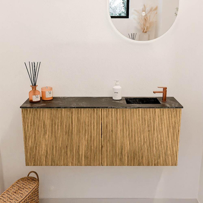 Mondiaz JOYA-DLUX 100cm toiletmeubel - kleur Oak - Wastafel FAYE positie Rechts 1 kraangat kleur Lava.