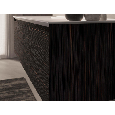 Thebalux Tresor Ensemble meuble de salle de bains - 220x55x41.5cm - 3 tiroirs - sans poignées - lavabo Corian - double - sans trou de robinet - Italian Alpi