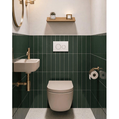 QeramiQ Dely Ensemble WC - réservoir encastré Qeramiq Flush - abattant 35mm - plaque de commande blanche mate en métal - boutons ronds - beige