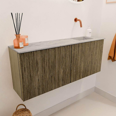 Mondiaz JOYA-DLUX 100cm toiletmeubel - kleur Dusk - Wastafel FAYE positie Rechts Zonder kraangat kleur Glace.