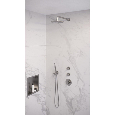 avec thermostat Kaibor Syst/ème de douche de luxe douche /à effet pluie carr/ée 20 x 20 cm et douchette /à main 3 jets anti-br/ûlure noir