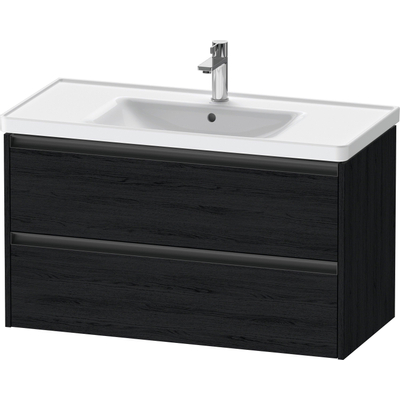Duravit Ketho.2 Wastafelonderbouwkast - met 2 laden - 98.4x45.5x54.9cm - met grepen antraciet - eiken zwart mat