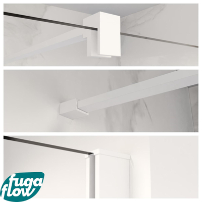 FugaFlow Eccelente Vetro ensemble de profil 200cm + barre de renfort 120cm blanc mat -