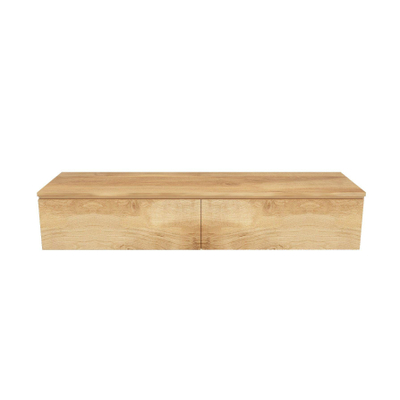 Arcqua living meuble 160x46x30cm 2 tiroirs sans poignée panneau de particules mélaminé chêne naturel