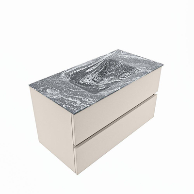 Mondiaz VICA-DLUX ensemble de meuble de salle de bain - 90cm - meuble sous-vasque lin - 2 tiroirs - lavabo encastrée nuage milieu - sans trous de robinet - version haute de 60cm - lave