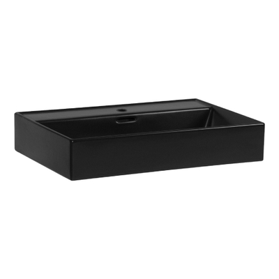 Saniclass Legend Meuble Lavabo - 61x47x13cm - avec trop-plein - 1 vasque - 1 trou de robinet - céramique - noir mat