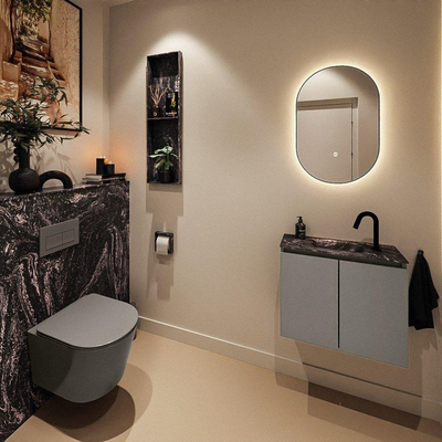 MONDIAZ TURE-DLUX meuble de toilette 60cm Smoke. EDEN lavabo Lava position centrale. Avec 1 trou de robinet.