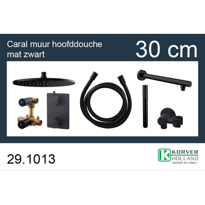 Wiesbaden One Pack Inbouwthermostaatset rond - type 304 - 30cm - mat zwart