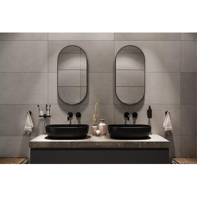 Haceka Deco miroir - 80x40cm - ovale - noir mat
