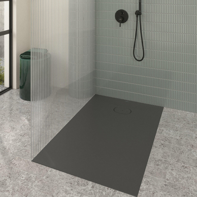 Villeroy & Boch Ecora douchebak - 120x80x3.5cm - afvoer korte zijde - anthracite (antraciet)