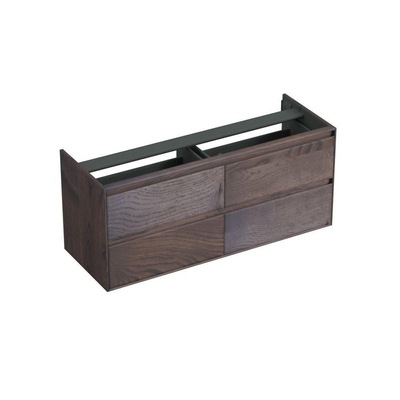 Forzalaqua Reno 2.0 meuble sous-lavabo 140x51x60cm avec 4 tiroirs sans poignée à fermeture douce Chêne massif Charcoal