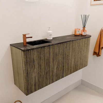 Mondiaz JOYA-DLUX 101.6cm toiletmeubel - ronding rechts kleur Dusk - Wastafel FAYE positie Links 1 kraangat kleur Lava.