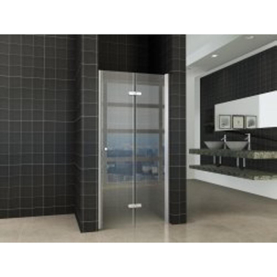 Wiesbaden Maki Porte de niche pliante droite 900 x 2000 x 8 mm verre clair nano chrome