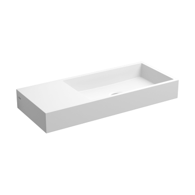 Clou Mini Wash Me fontein 45x19cm voorbewerkt kraangat links Aluite Wit mat
