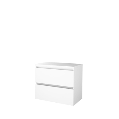 Basic-Line Start 46 ensemble de meubles de salle de bain 80x46cm sans poignée 2 tiroirs plan vasque mdf laqué blanc glacier
