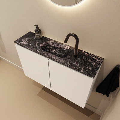 MONDIAZ TURE-DLUX 80cm toiletmeubel Talc. EDEN wastafel Lava positie midden. Met 1 kraangat.