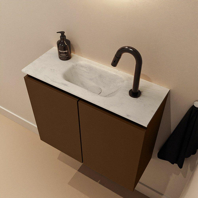 MONDIAZ TURE-DLUX Meuble de toilettes 60 cm Rust. EDEN lavabo Opalo position milieu. Avec 1 trou de robinet.