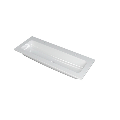 INK Faktor wastafel - 120x45x1.5cm - 1 wasbak - 2 kraangaten - polystone wit glans
