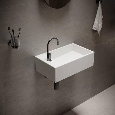 Ideavit Solidcube Fontein 50x30x15cm rechthoek 1 kraangat 1 wasbak Solid surface wit