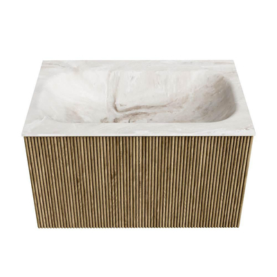 Mondiaz KURVE-DLUX Ensemble meuble de salle de bains - 70x46x40cm - 1 tiroir - lavabo solid surface - central - sans trou de robinet - Dusk