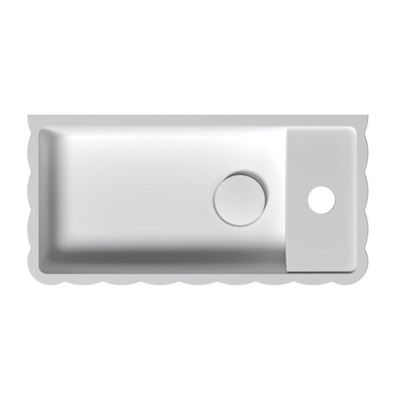 Riho Catching waves Lave-mains - 44x22cm - 1 trou de robinet à droite - solid surface - blanc mat