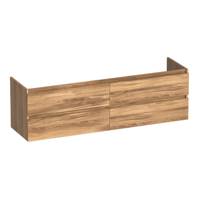 BRAUER Joy meuble sous-lavabo 160 4 tiroirs à fermeture douce - sans poignées - 2 découpes pour siphon - Honey