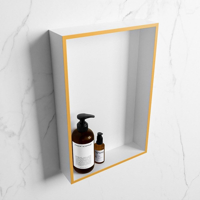 Mondiaz Easy nis 29.5x44.5x8cm voor Inbouw/opbouw 1 open vak Solid surface Talc/Ocher